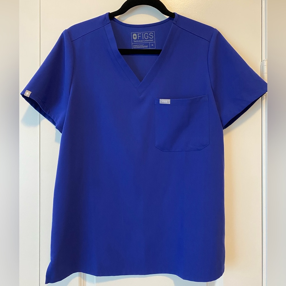 Deep Royal Blue Figs Catarina One-Pocket Scrub Top Size Medium